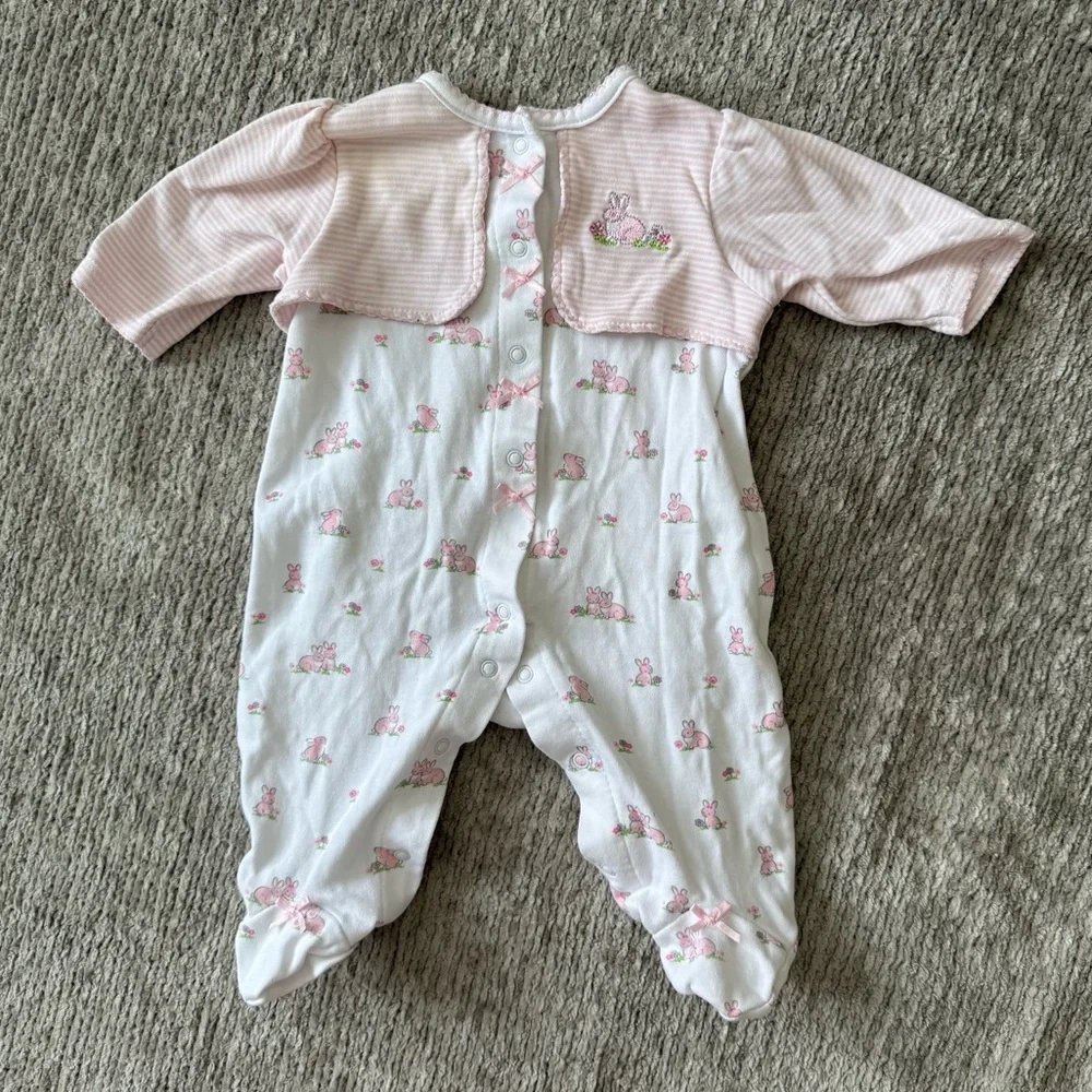 Little‎ Me Pink Bunny Footed Sleeper with Bolero Newborn Easter Spring Outfit